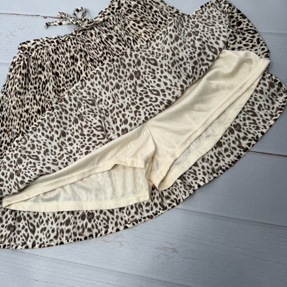 She + Sky Leopard Print Skort Skirt Built In Shorts Size Small - Picture 2 of 7